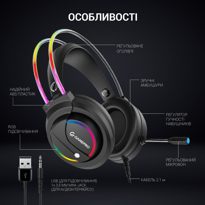 Гарнітура ігрова GamePro Nitro (HS733)