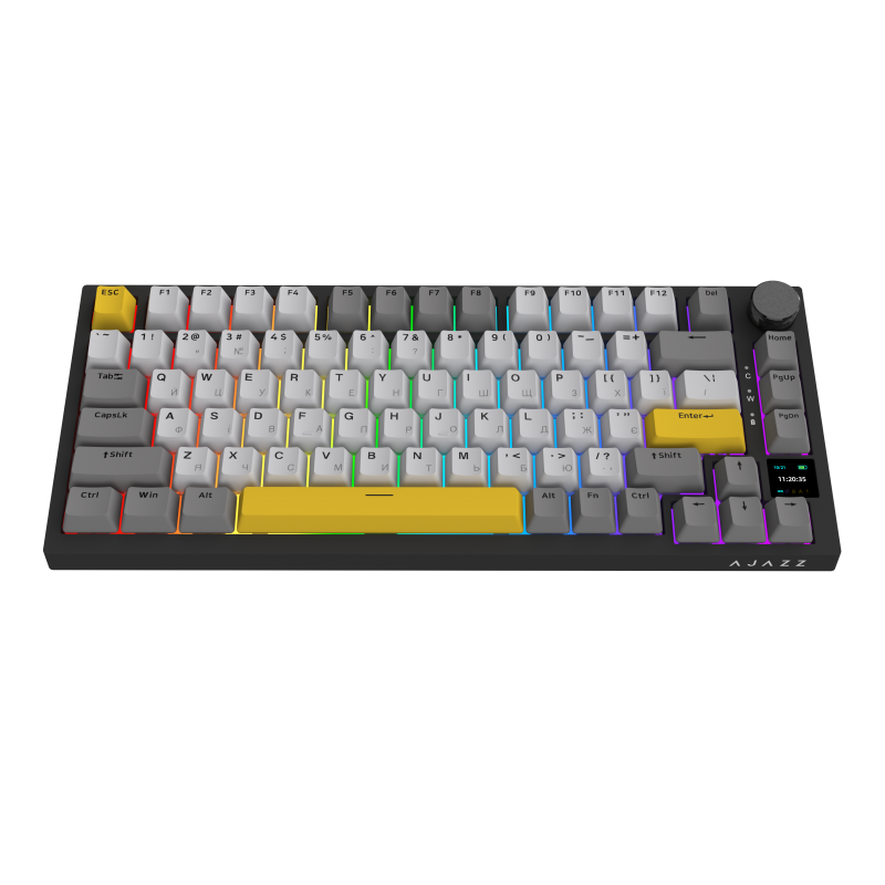 Бездротова механічна клавіатура Ajazz  AK820 PRO 75% Gift Switch Black RGB  (AK820PRO-G-BGY)