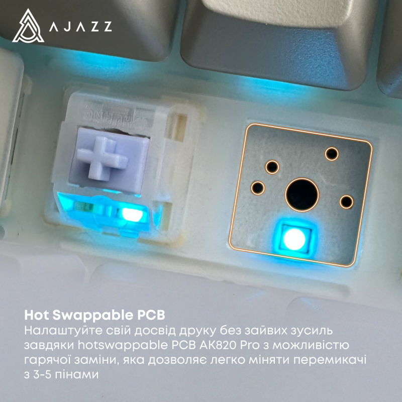 Бездротова механічна клавіатура Ajazz  AK820 PRO 75% Gift Switch Black RGB  (AK820PRO-G-BGY)