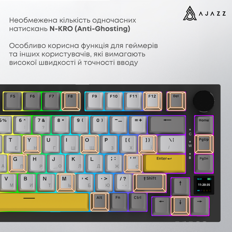 Бездротова механічна клавіатура Ajazz  AK820 PRO 75% Gift Switch Black RGB  (AK820PRO-G-BGY)