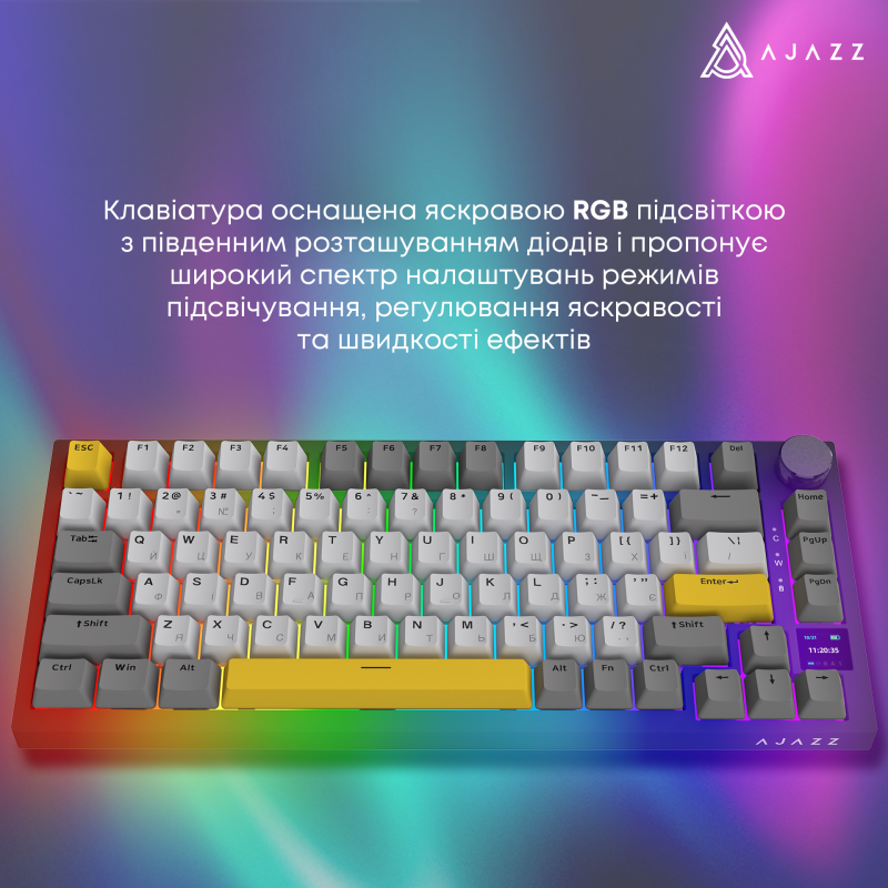 Бездротова механічна клавіатура Ajazz  AK820 PRO 75% Gift Switch Black RGB  (AK820PRO-G-BGY)