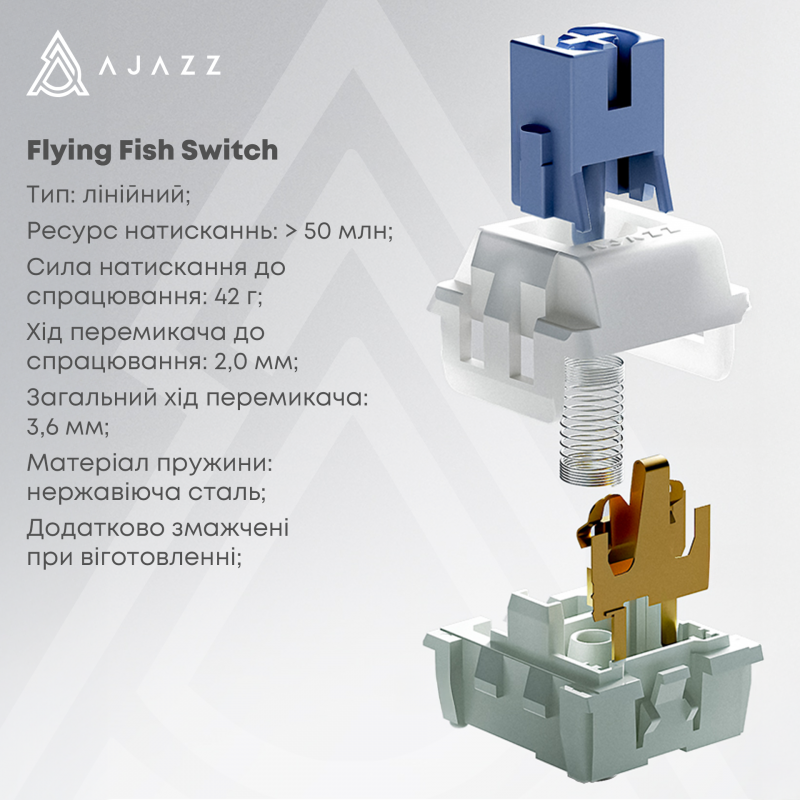 Бездротова механічна клавіатура Ajazz AK650 Flying Fish Switch - Black (AK650-FF-BGY)