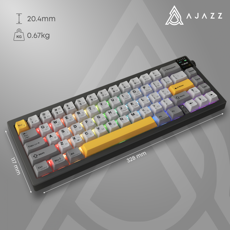 Бездротова механічна клавіатура Ajazz AK650 Flying Fish Switch - Black (AK650-FF-BGY)